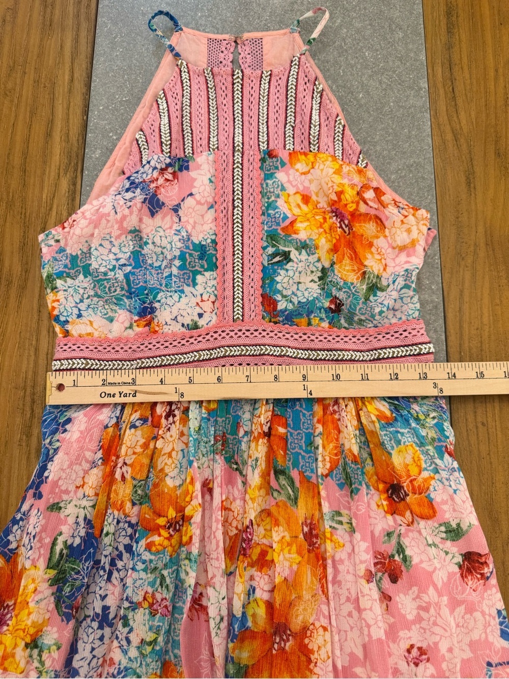 Anthropologie Bhanuni by Jyoti Yuko Halter Maxi Dress Boho Floral Beaded Size 8 - Picture 13 of 16